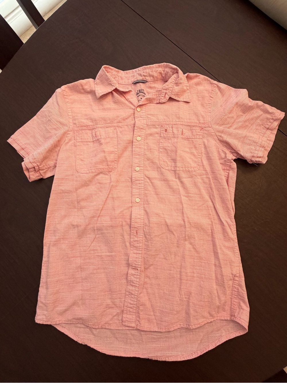 Izod Casual Short Sleeve Button-Down Shirt in Light Pink